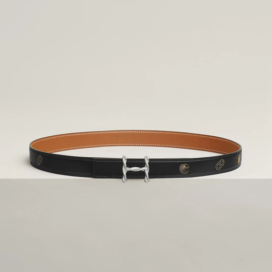 H TORSADE BELT BUCKLE & REVERSIBLE LEATHER STRAP 24 MM