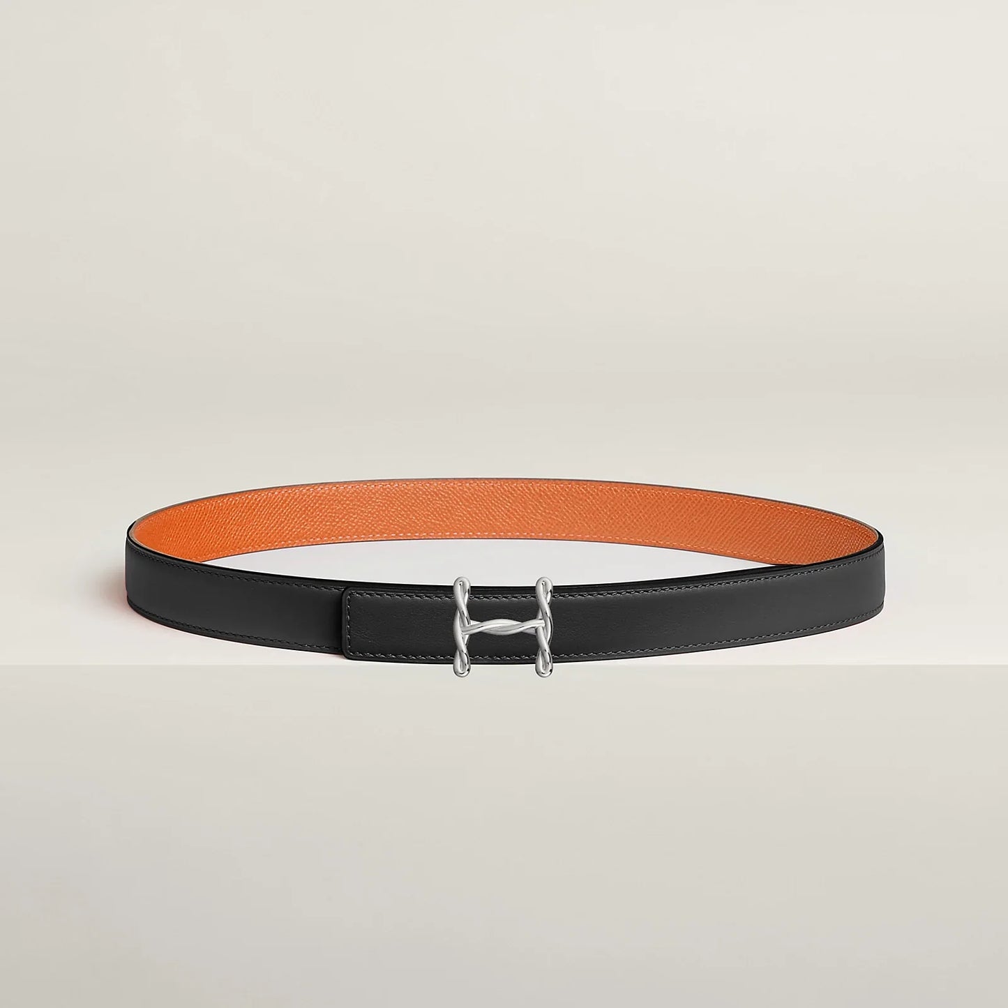 H TORSADE BELT BUCKLE & REVERSIBLE LEATHER STRAP 24 MM