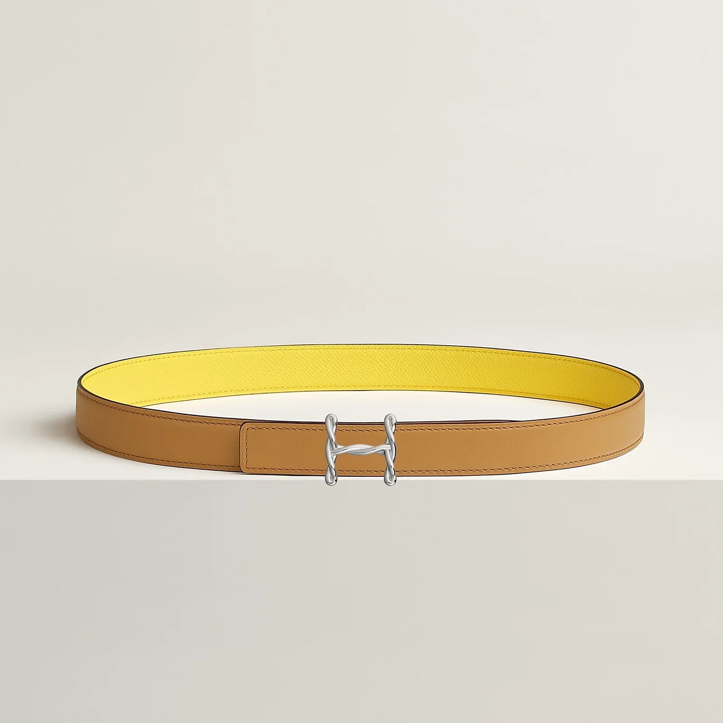 H TORSADE BELT BUCKLE & REVERSIBLE LEATHER STRAP 24 MM