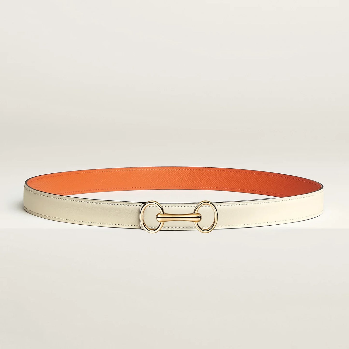NOIR / GOLD - HAVANE / MAUVE PÂLE  HERITAGE BELT BUCKLE & HERMÈS SUR MER REVERSIBLE LEATHER STRAP 24 MM