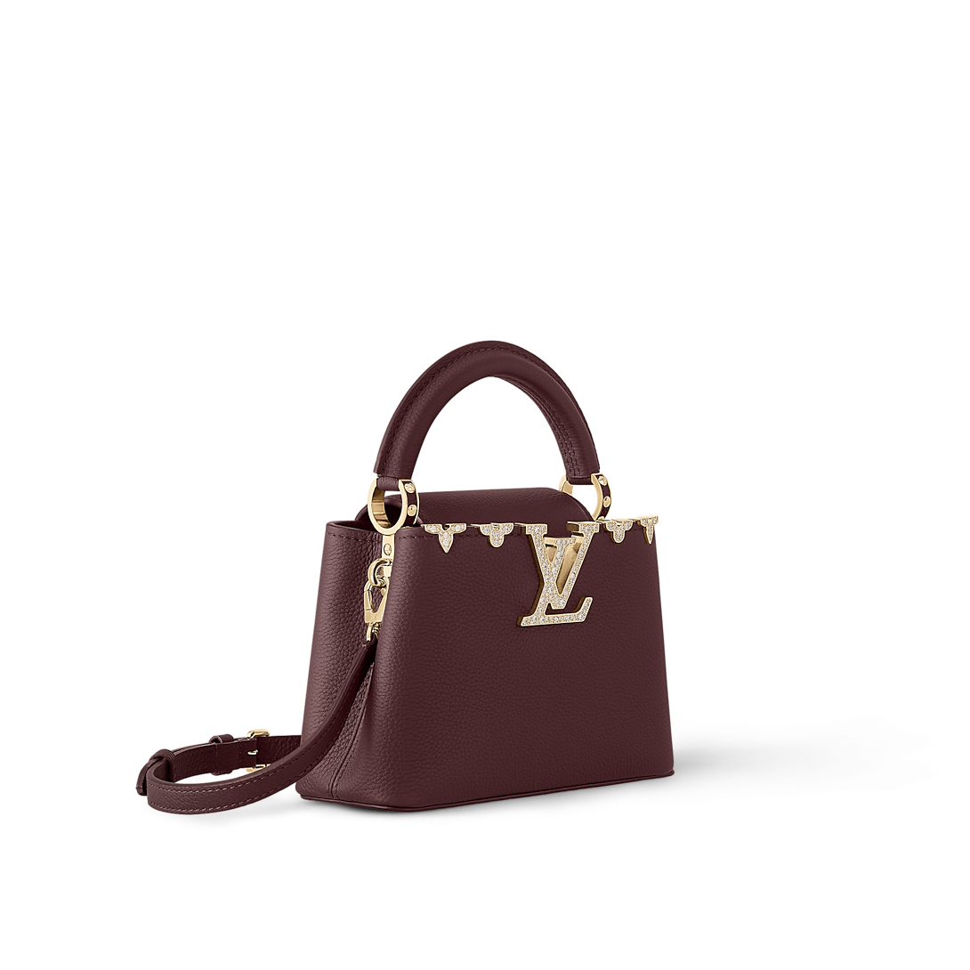 Capucines Mini Taurillon Leather Bordeaux Top Handle Bag