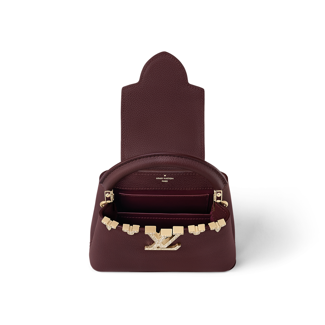 Capucines Mini Taurillon Leather Bordeaux Top Handle Bag
