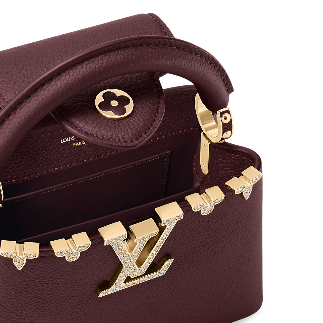 Capucines Mini Taurillon Leather Bordeaux Top Handle Bag
