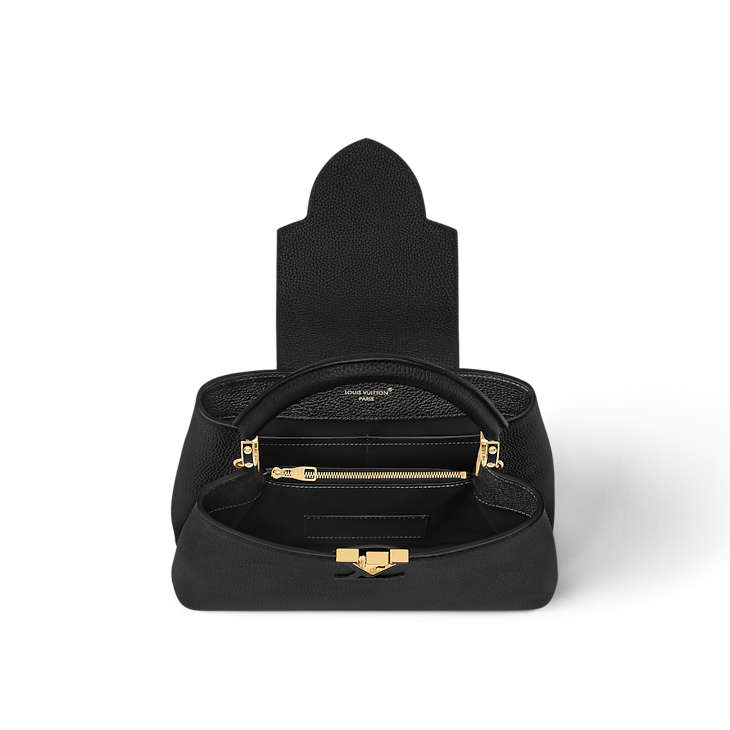 Capucines MM Taurillon Leather Black Top Handle Bag