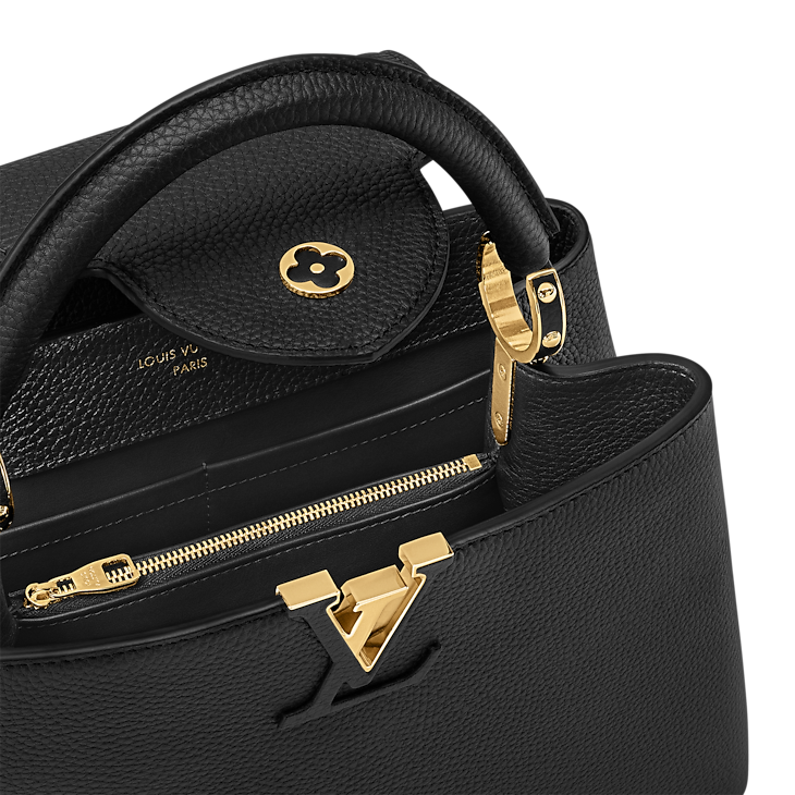 Capucines MM Taurillon Leather Black Top Handle Bag