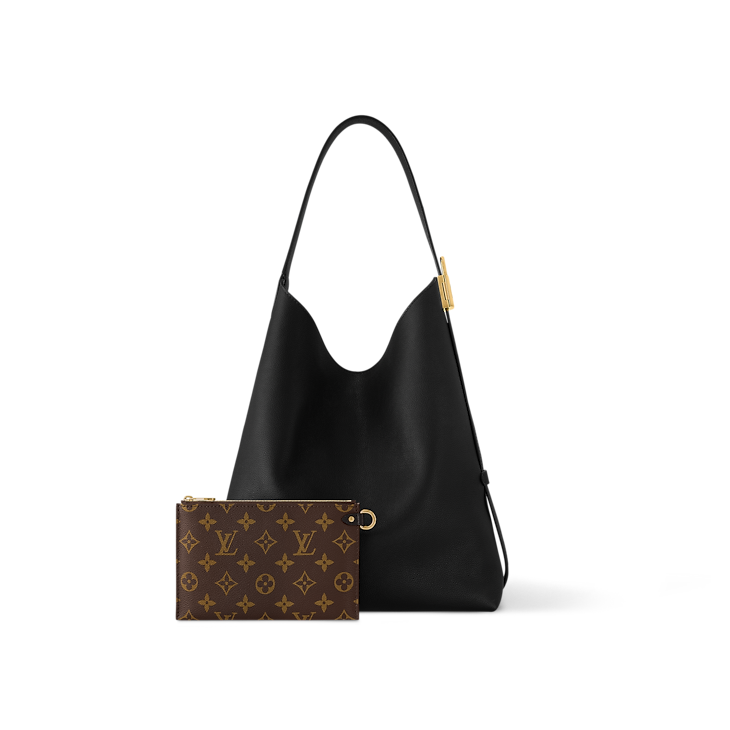 Low Key Hobo MM Smooth Calfskin Leather Black Top Handle Bag
