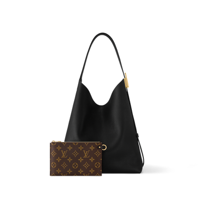 Low Key Hobo MM Smooth Calfskin Leather Black Top Handle Bag