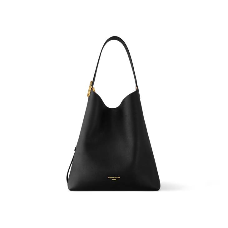 Low Key Hobo MM Smooth Calfskin Leather Black Top Handle Bag