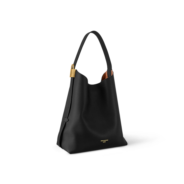 Low Key Hobo MM Smooth Calfskin Leather Black Top Handle Bag