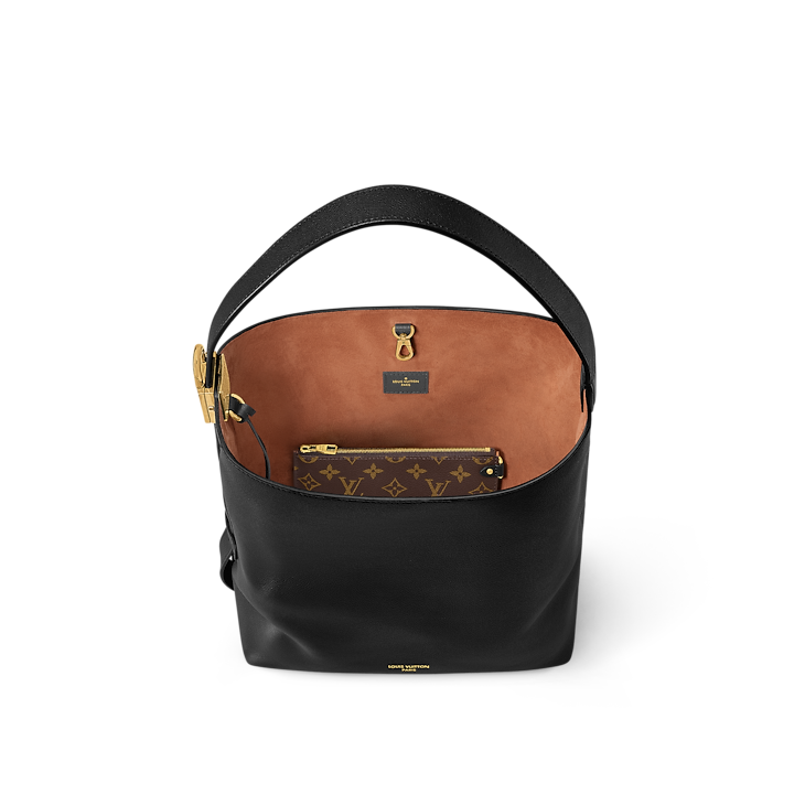 Low Key Hobo MM Smooth Calfskin Leather Black Top Handle Bag