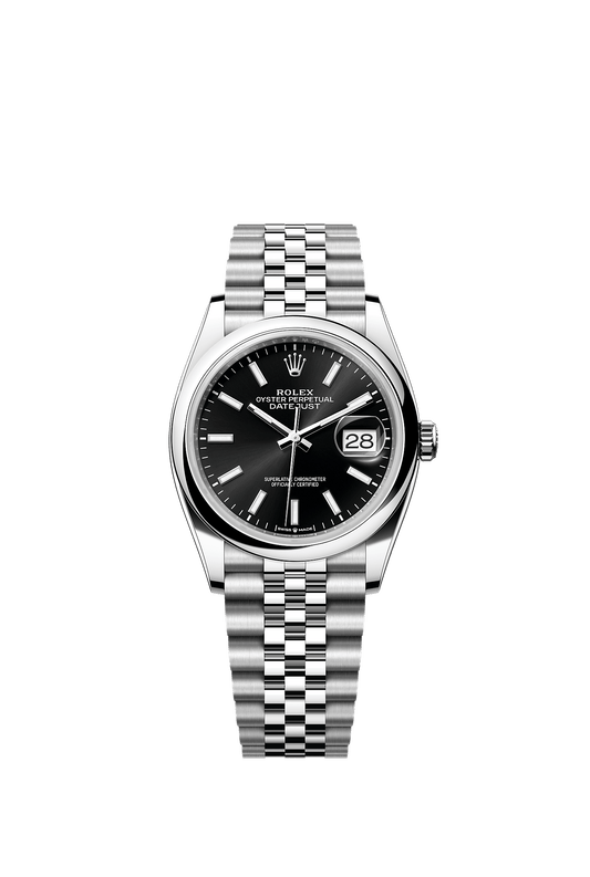 Datejust 36 36mm Oystersteel Bright Black Sunray Dial Jubilee Bracelet Self-Winding Watch