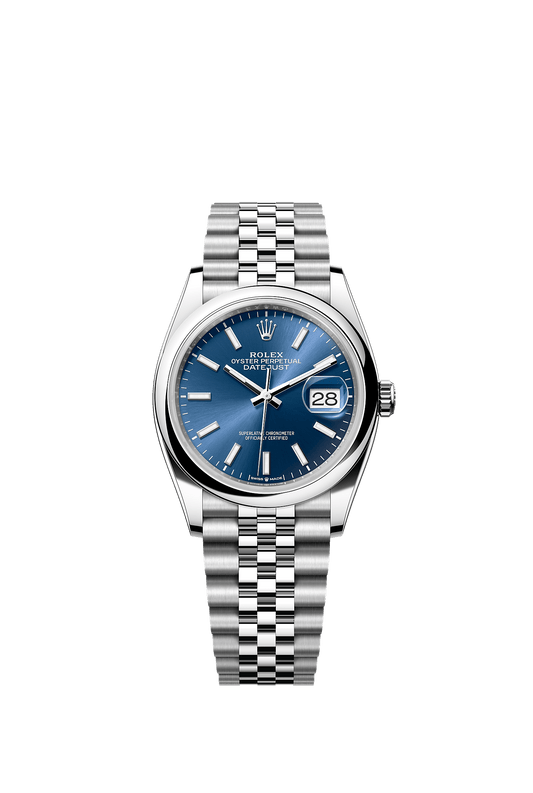 Datejust 36 36mm Oystersteel Bright Blue Dial Smooth Bezel Jubilee Bracelet Self-Winding Watch