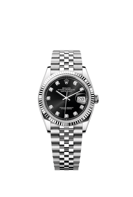 Datejust 36 36mm Oystersteel White Gold Bright Black Diamond Dial Jubilee Bracelet Self-Winding Watch