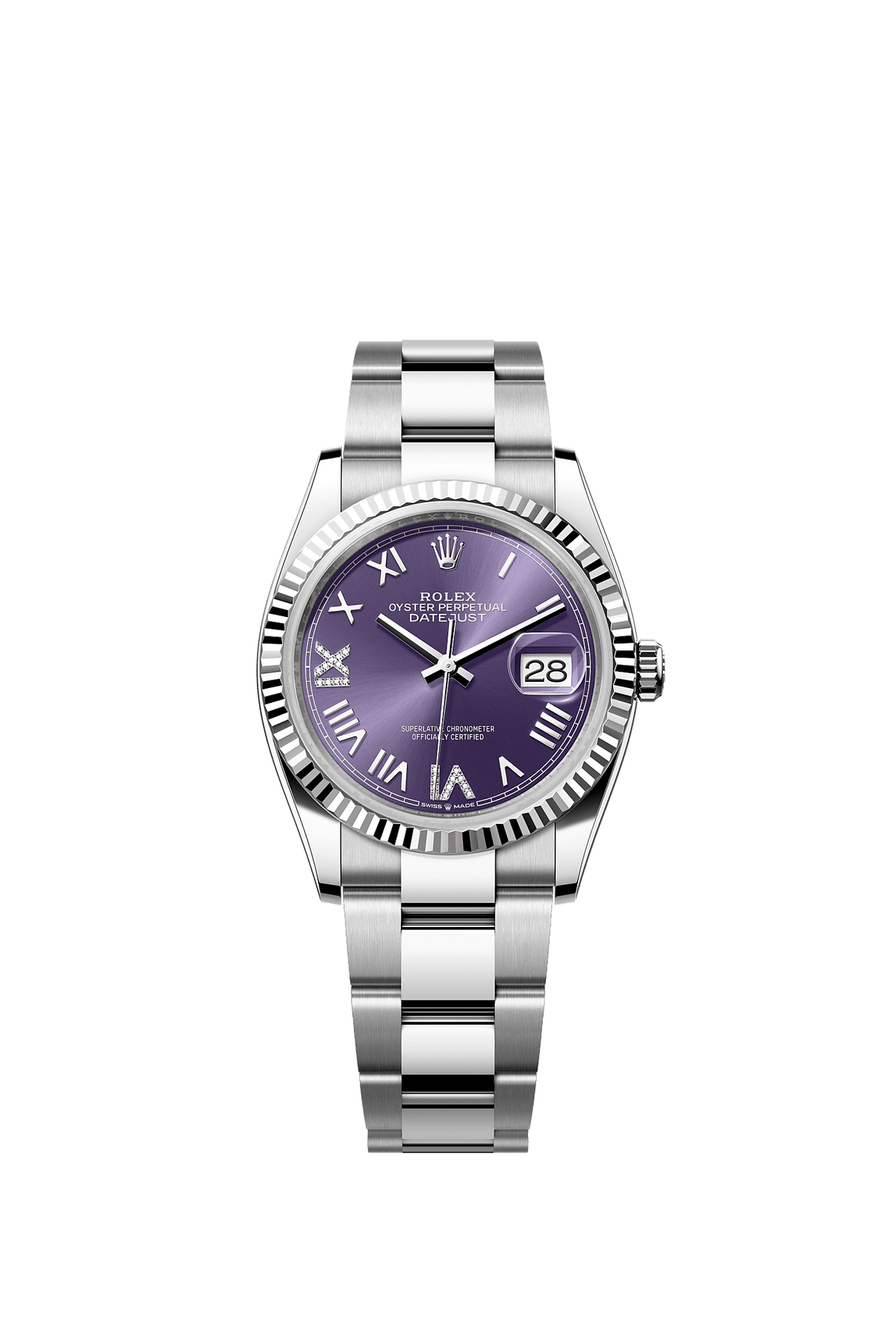 Datejust 36 36mm Oystersteel White Gold Aubergine Diamond Dial Oyster Bracelet Self-Winding Watch