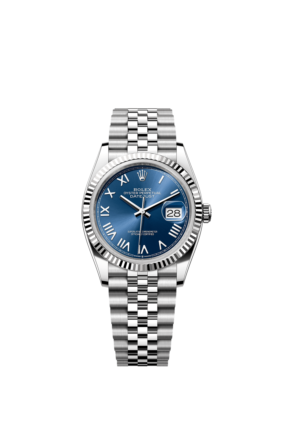 Datejust 36 36mm Oystersteel White Gold Bright Blue Dial Sunray Finish Jubilee Bracelet Self-Winding Watch