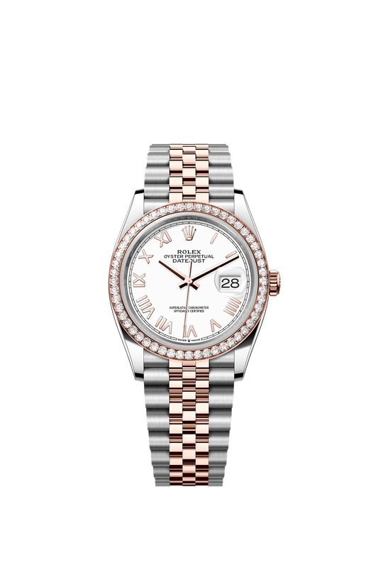 Datejust 36 36mm Oystersteel Everose Gold White Lacquered Diamond Dial Jubilee Bracelet Self-Winding Watch