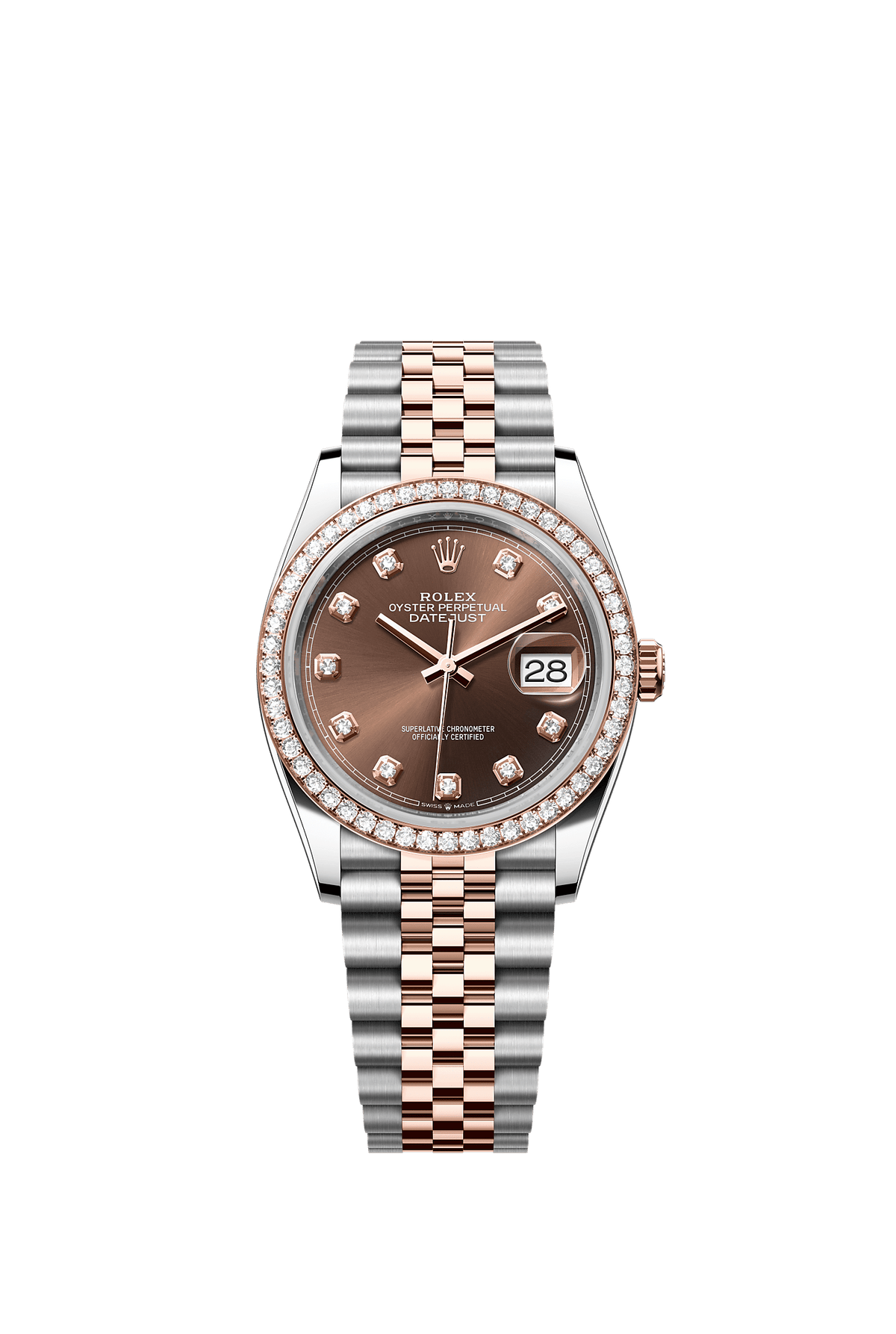 Datejust 36 36mm Oystersteel Everose Gold Chocolate Diamond Dial Jubilee Bracelet Self-Winding Watch