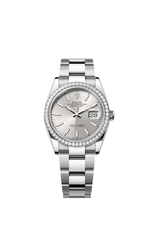 Datejust 36 36mm Oystersteel White Gold Silver Diamond Dial Oyster Bracelet Self-Winding Watch