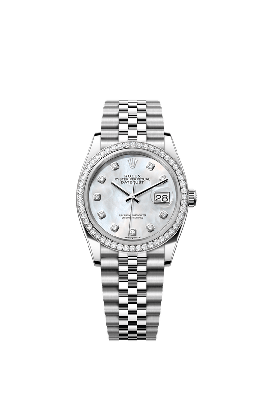 Datejust 36 Oystersteel White Gold Mother-Of-Pearl Diamond Dial Diamond Bezel Jubilee Bracelet 36mm Self-Winding Watch