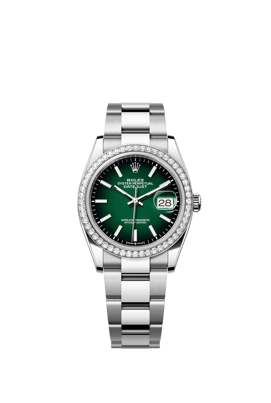 Datejust 36 36mm Oystersteel White Gold Green Ombré Diamond Dial Oyster Bracelet Self-Winding Watch