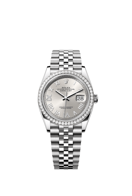 Datejust 36 36mm Oystersteel White Gold Silver Diamond Dial Diamond Bezel Jubilee Bracelet Self-Winding Watch