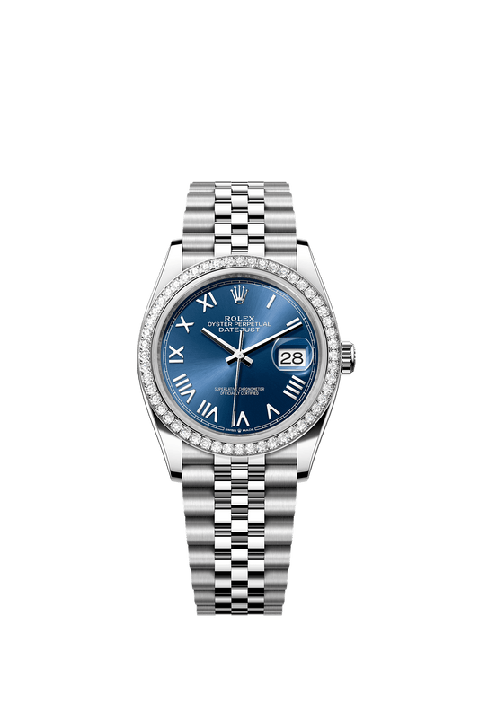 Datejust 36 36mm Oystersteel White Gold Bright Blue Diamond Dial Diamond-Set Bezel Jubilee Bracelet Self-Winding Watch