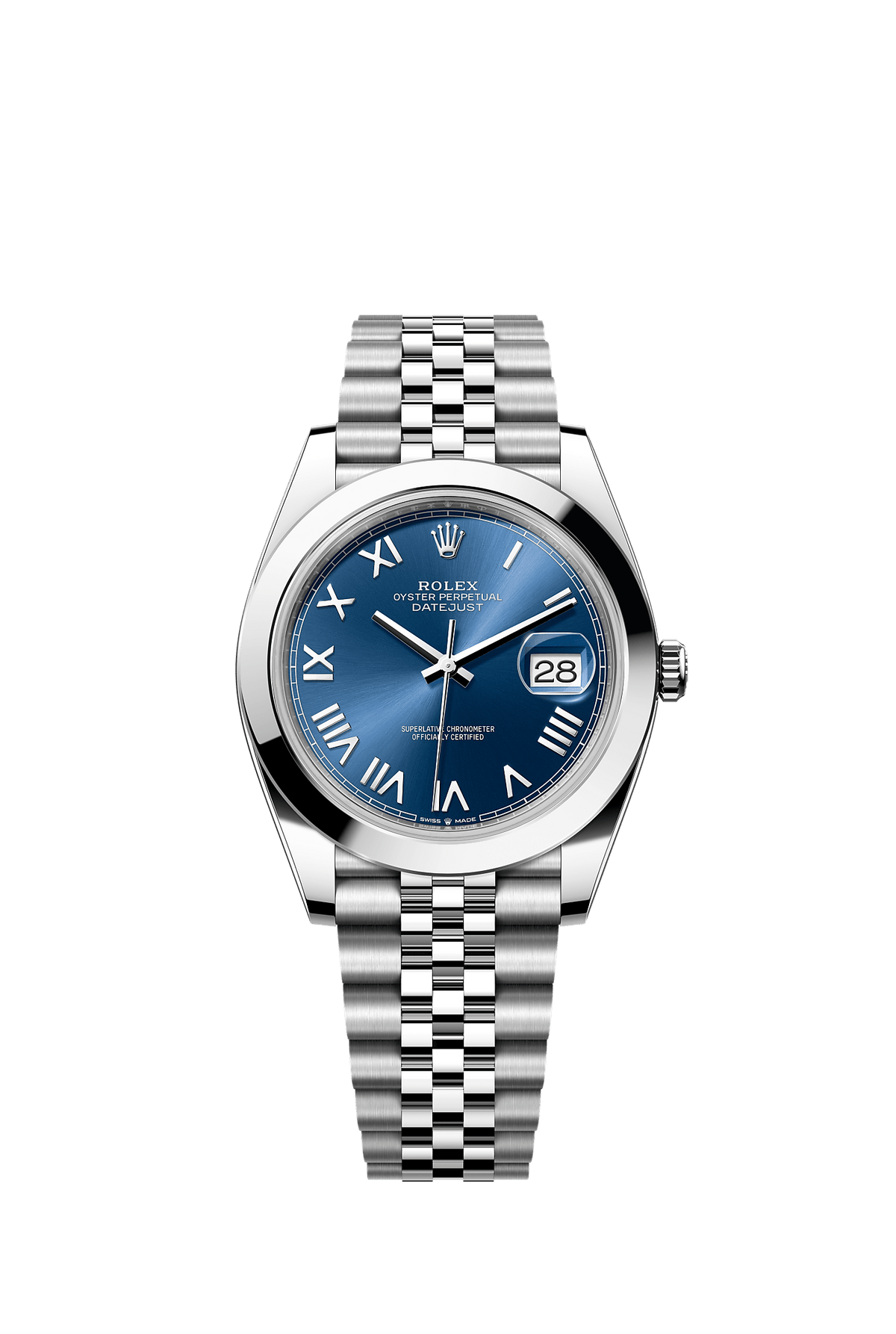 Datejust 41 41mm Oystersteel Bright Blue Dial Smooth Bezel Jubilee Bracelet Self-Winding Watch