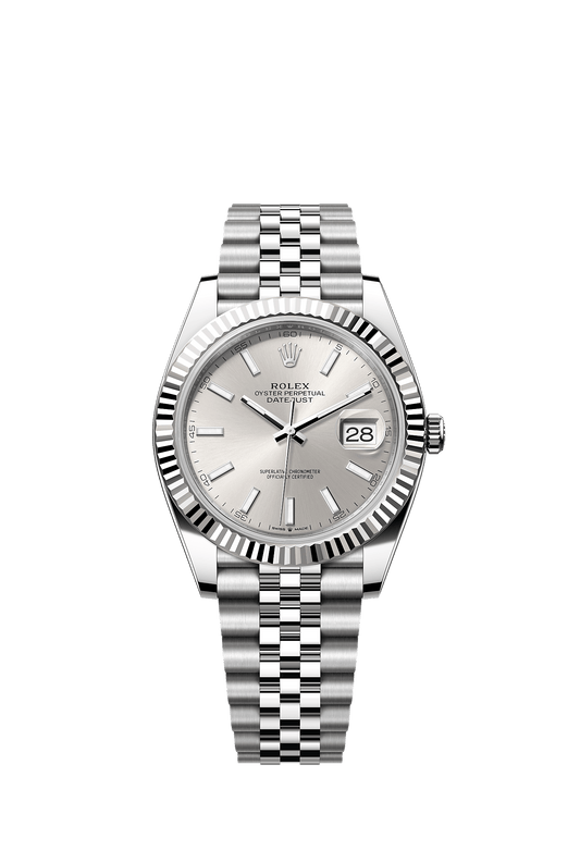 Datejust 41 41mm Oystersteel White Gold Silver Dial Fluted Bezel Jubilee Bracelet Self-Winding Watch