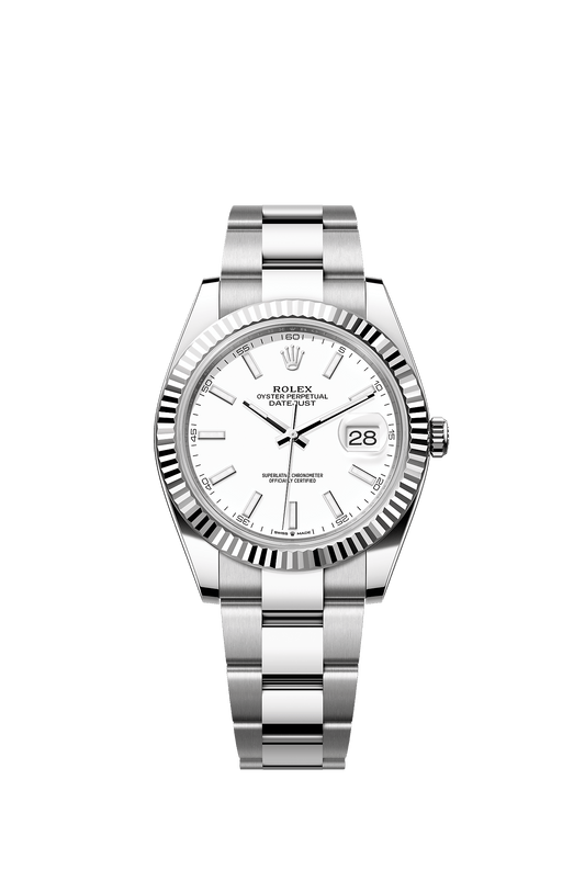 Datejust 41 41mm Oystersteel White Gold White Dial Fluted Bezel Oyster Bracelet Self-Winding Watch