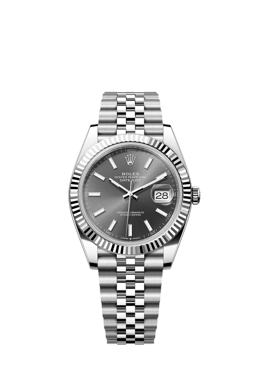 Datejust 41 41mm Oystersteel White Gold Slate Dial Fluted Bezel Jubilee Bracelet Self-Winding Watch