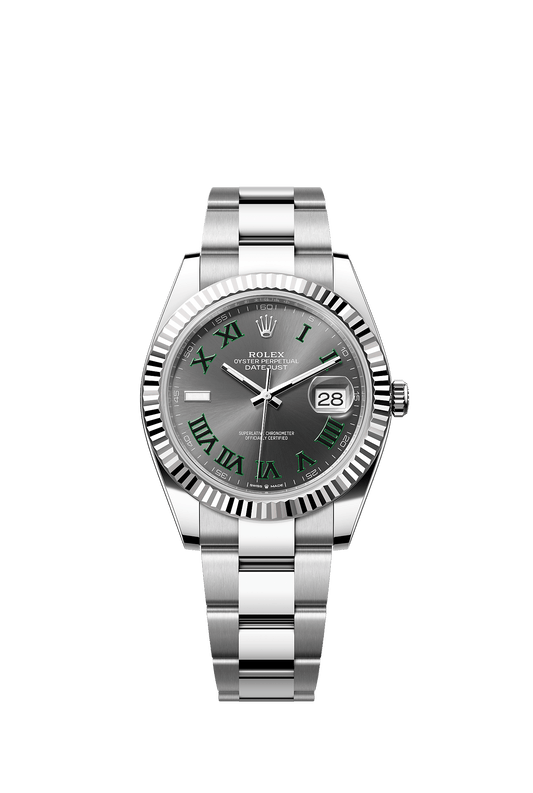 Datejust 41 41mm Oystersteel White Gold Slate Dial Fluted Bezel Oyster Bracelet Self-Winding Watch