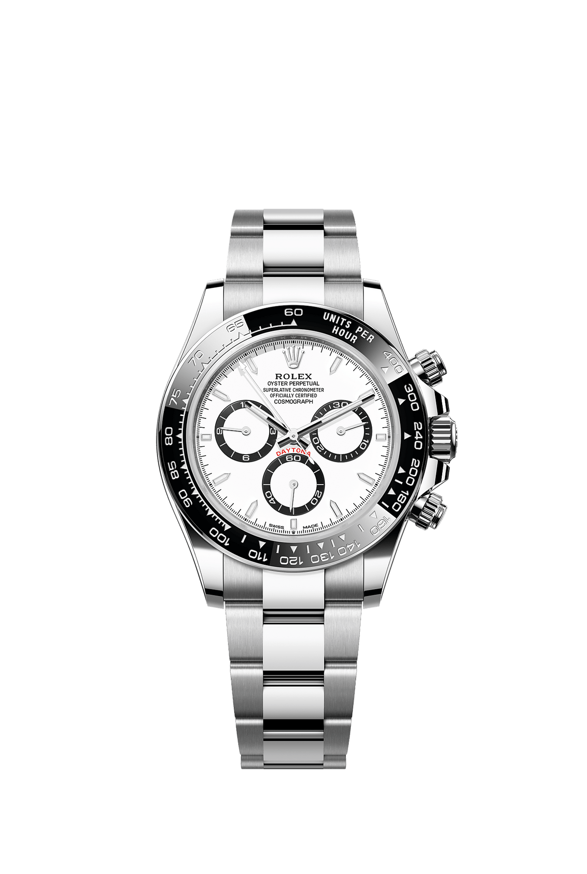 Cosmograph Daytona 40mm Oystersteel White Dial Black Counter Rings Oyster Bracelet Self-Winding Chronograph Watch