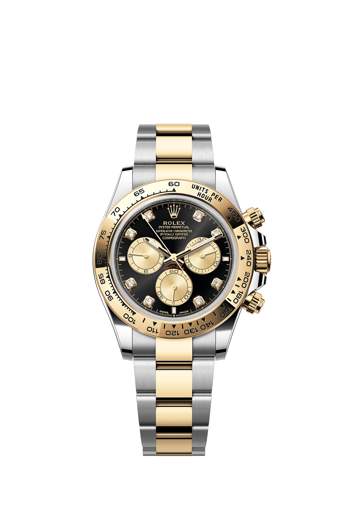 Cosmograph Daytona 40mm Oystersteel Yellow Gold Bright Black Diamond Dial Oyster Bracelet Self-Winding Watch