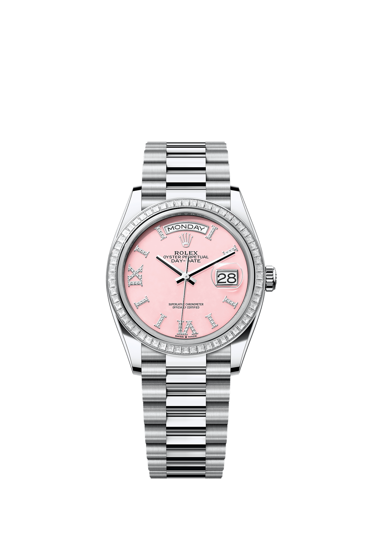 Day-Date 36 950 Platinum Pink Opal Diamond Dial President Bracelet 36mm Self-Winding Watch