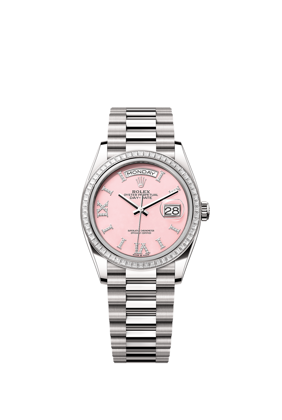 Day-Date 36 Oyster Perpetual Chronometer Watch 36mm 18ct White Gold Pink Opal Diamond Dial President Bracelet