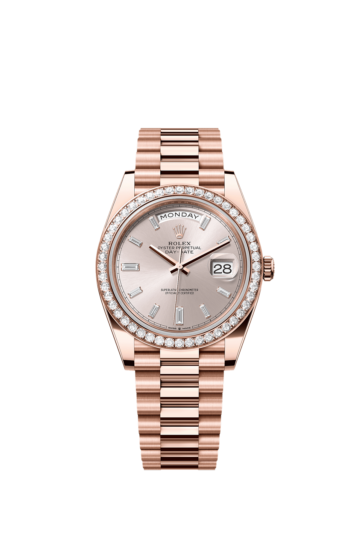 Day-Date 40 Oyster Perpetual Chronometer Watch 40mm 18ct Everose Gold Sundust Diamond Dial President Bracelet
