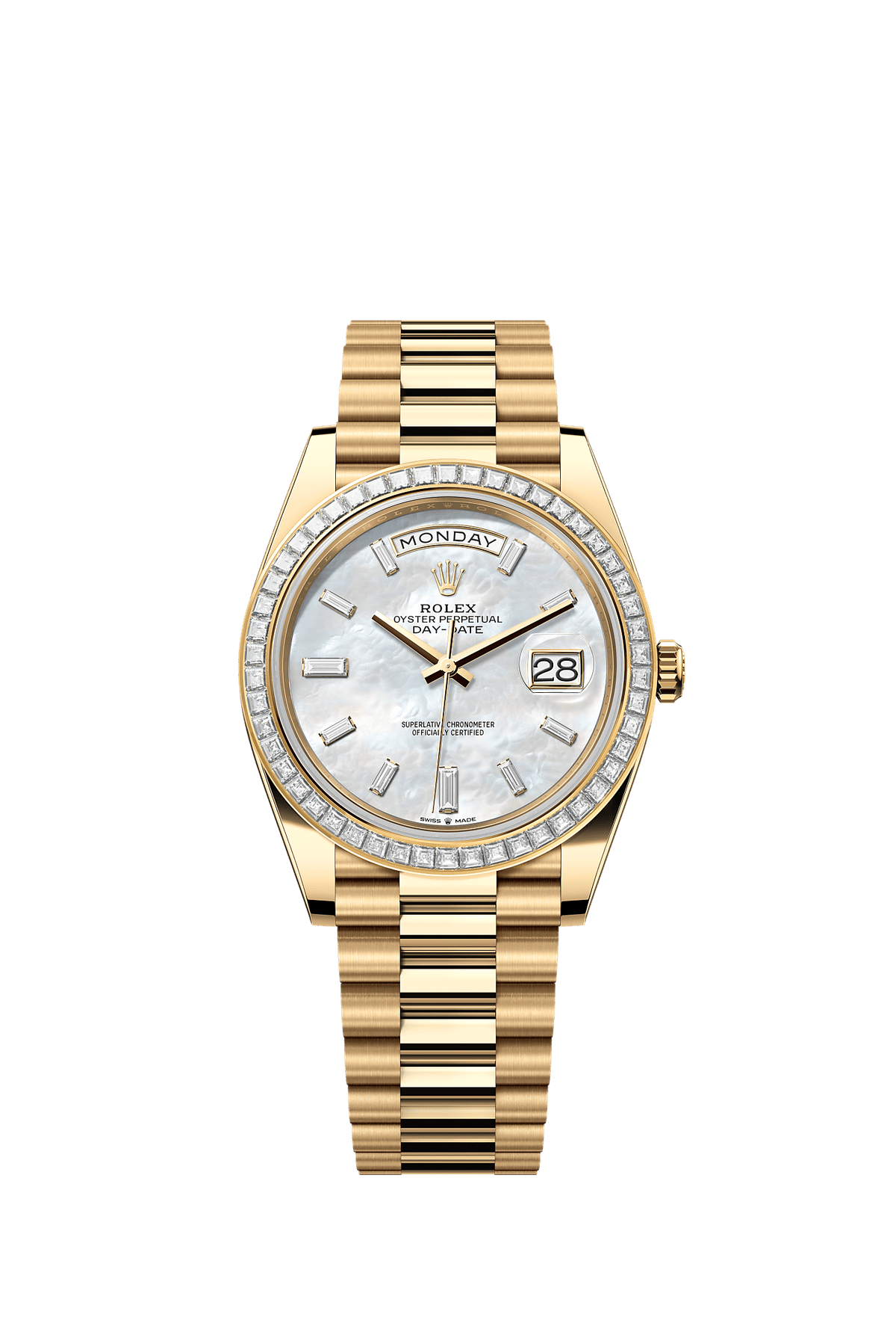 Day-Date 40 Oyster Perpetual Chronometer Watch 40mm 18ct Yellow Gold White Mother-Of-Pearl Diamond Dial President Bracelet