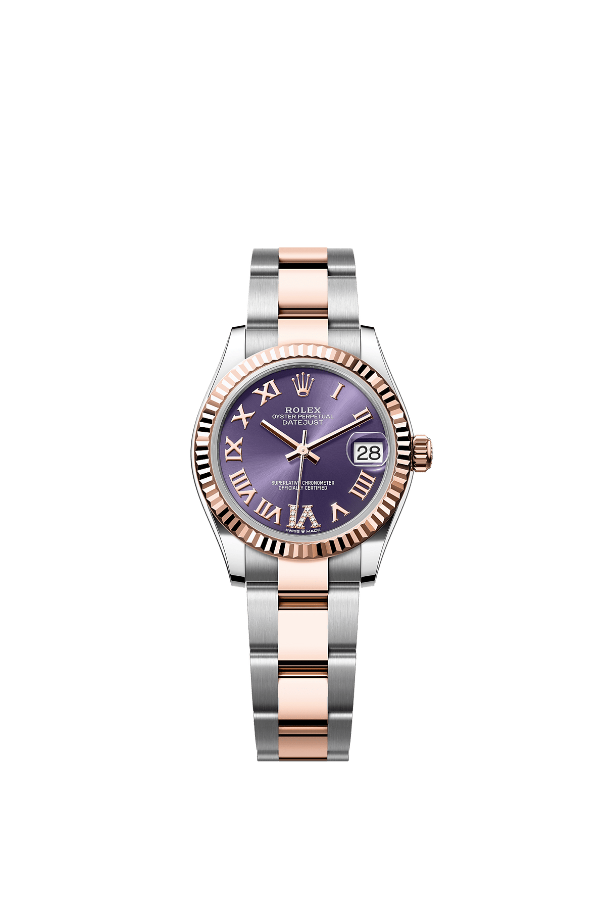 Datejust 31 Oystersteel Everose Gold Aubergine Diamond Dial Oyster Bracelet 31mm Self-Winding Watch