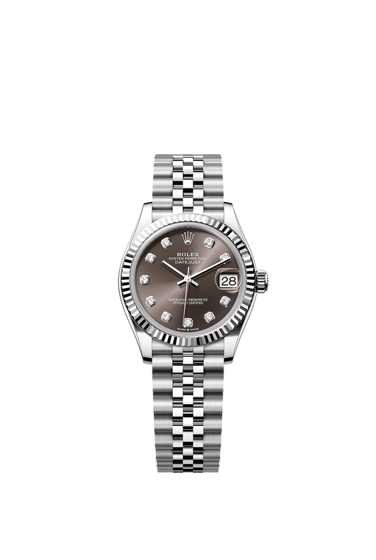 Datejust 31 Oystersteel White Gold Dark Grey Diamond Dial Fluted Bezel Jubilee Bracelet 31mm Self-Winding Watch