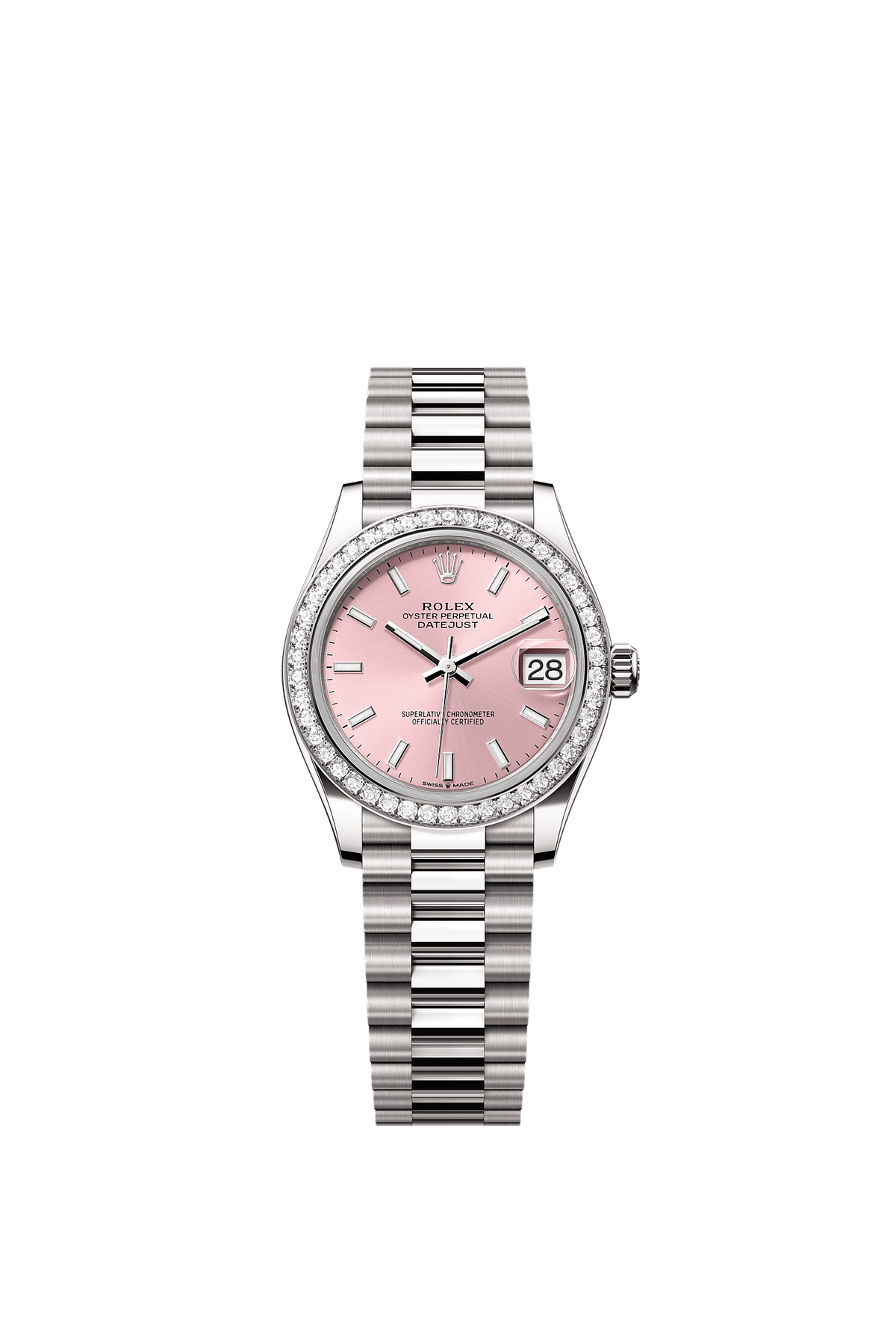 Datejust 31 Oyster Chronometer Watch 31mm 18ct White Gold Pink Diamond Dial