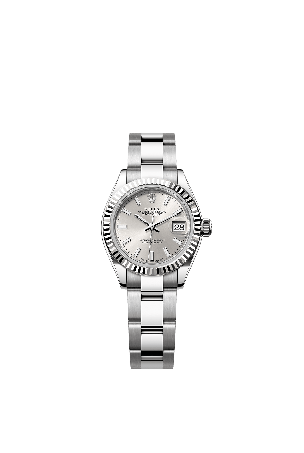 Lady-Datejust 28 Oystersteel White Gold Silver Dial Oyster Bracelet 28mm Self-Winding Watch