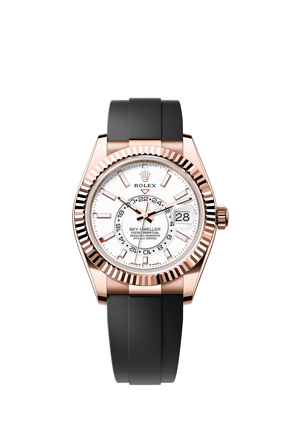 Sky-Dweller 42 Oyster Perpetual Chronometer Watch 42mm 18ct Everose Gold Intense White Dial Oysterflex Bracelet