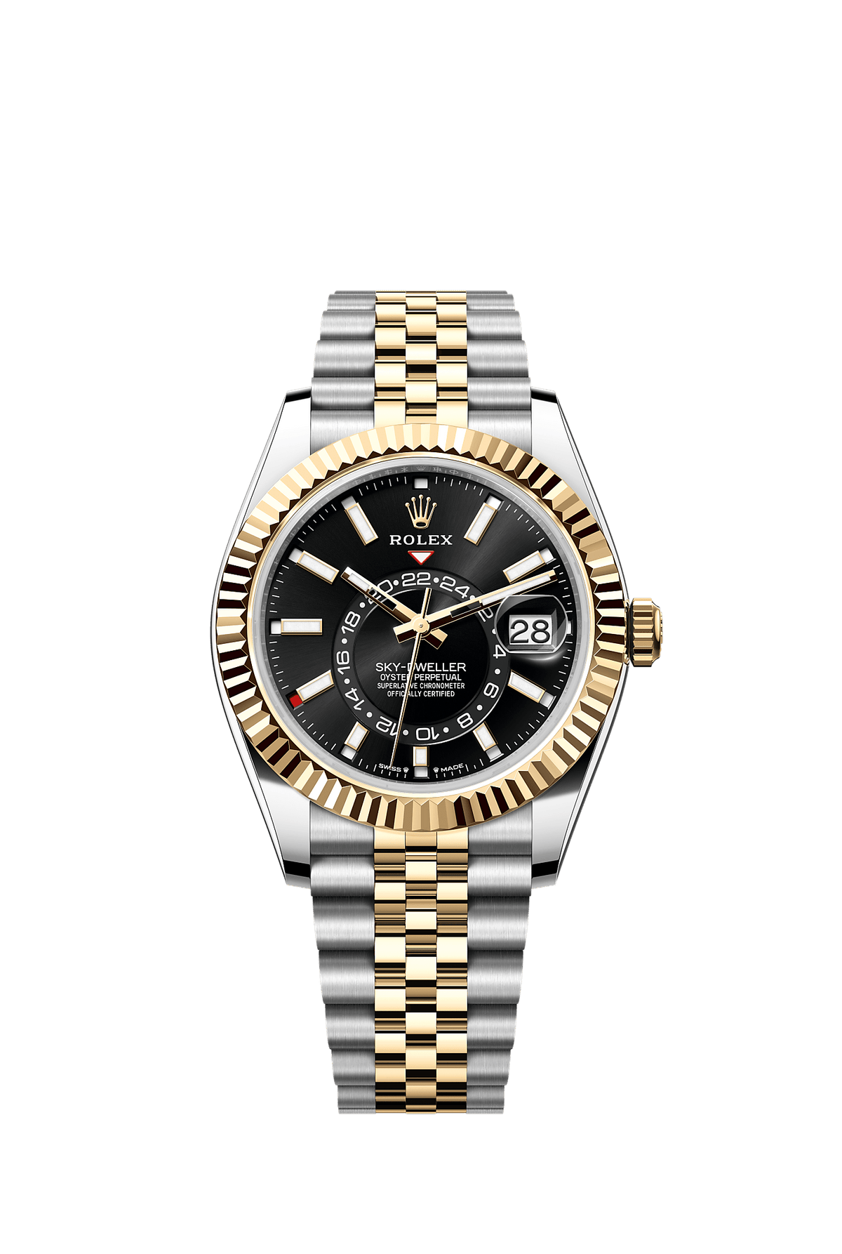 Sky-Dweller 42mm Oystersteel Yellow Gold Bright Black Dial Jubilee Bracelet Self-Winding Watch