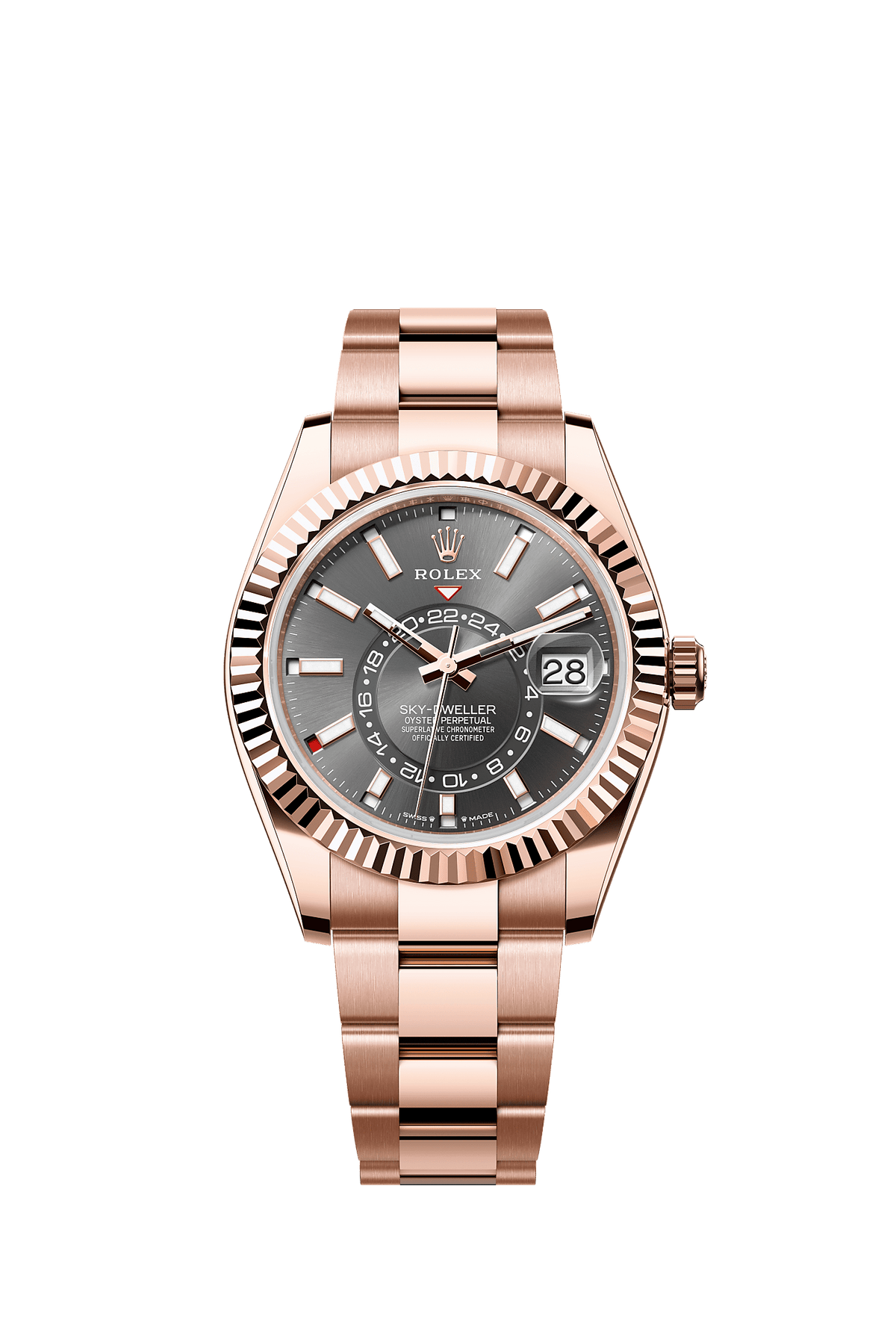 Sky-Dweller 42 Oyster Perpetual Chronometer Watch 42mm 18ct Everose Gold Slate Dial Oyster Bracelet