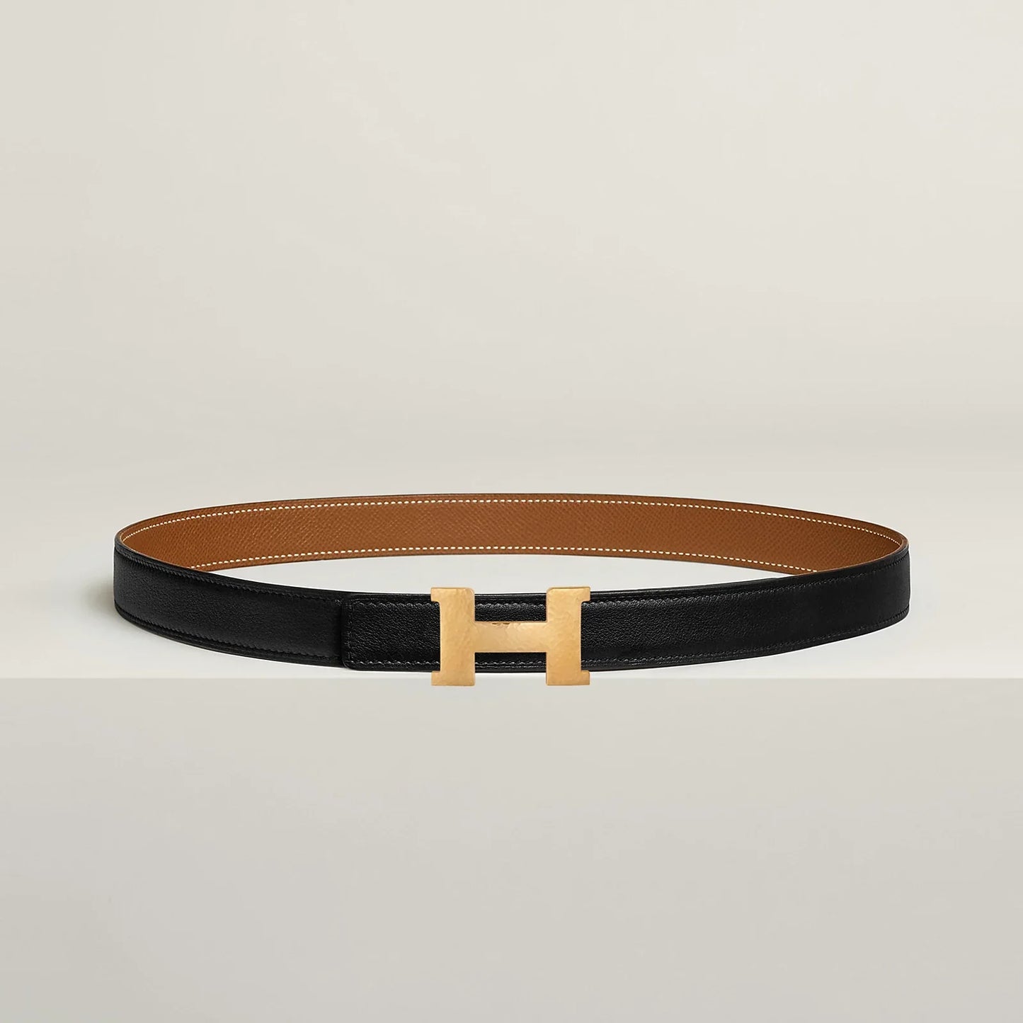 NOIR / GOLD -HAVANE / MAUVE PÂLE MINI CONSTANCE MARTELEE BELT BUCKLE & HERMÈS SUR MER REVERSIBLE LEATHER STRAP 24 MM