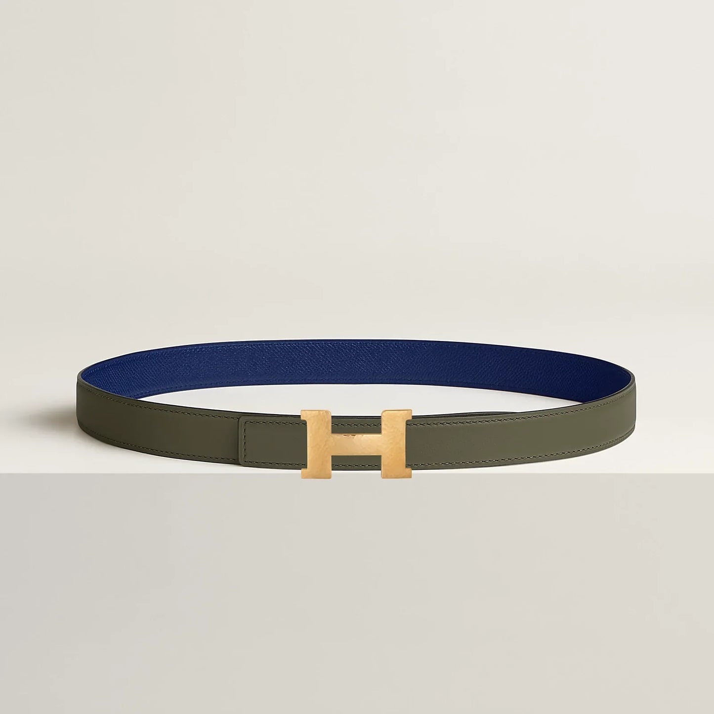 NATUREL SABLE / ORANGE FIELD-SÉSAME / VERT CYPRÈS  MINI CONSTANCE MARTELEE BELT BUCKLE & REVERSIBLE LEATHER STRAP 24 MM