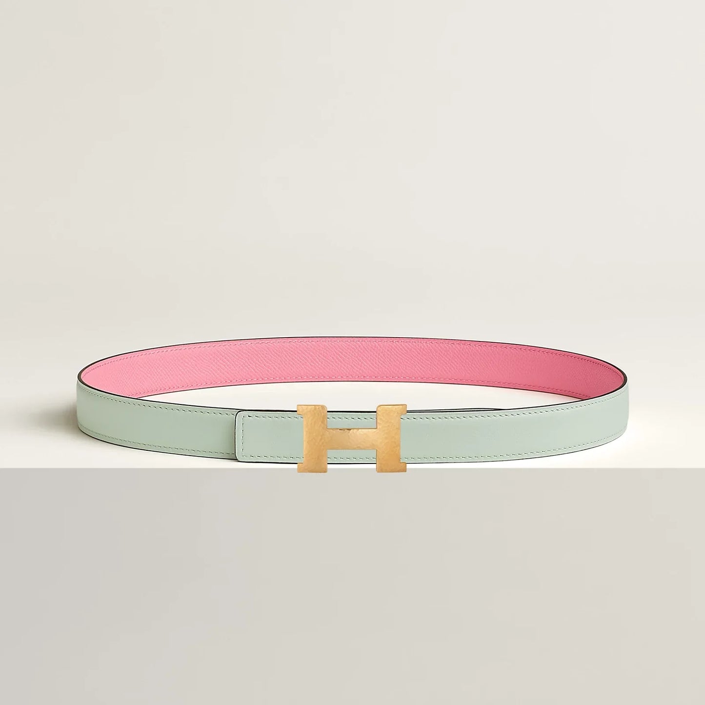 NATUREL SABLE / ORANGE FIELD-SÉSAME / VERT CYPRÈS  MINI CONSTANCE MARTELEE BELT BUCKLE & REVERSIBLE LEATHER STRAP 24 MM