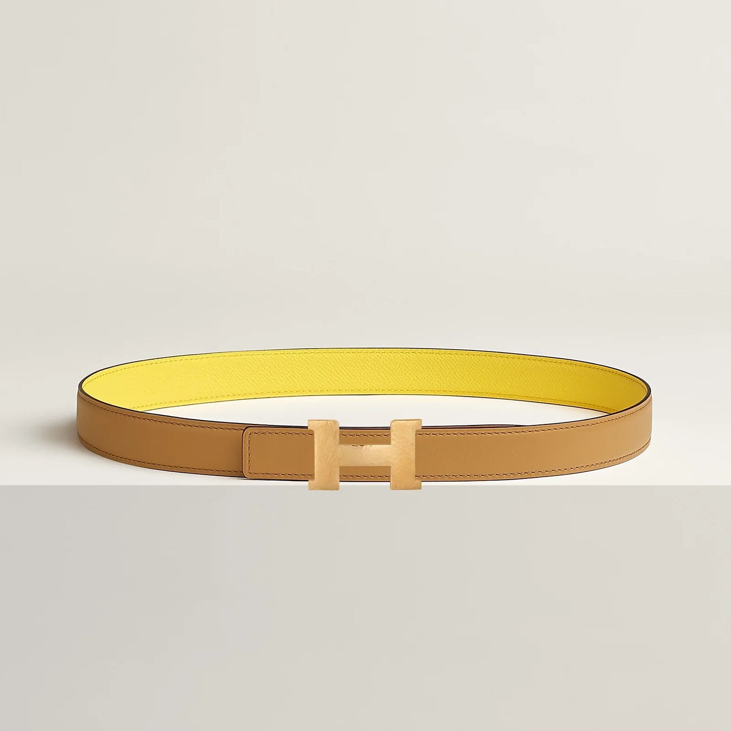 NATUREL SABLE / ORANGE FIELD-SÉSAME / VERT CYPRÈS  MINI CONSTANCE MARTELEE BELT BUCKLE & REVERSIBLE LEATHER STRAP 24 MM