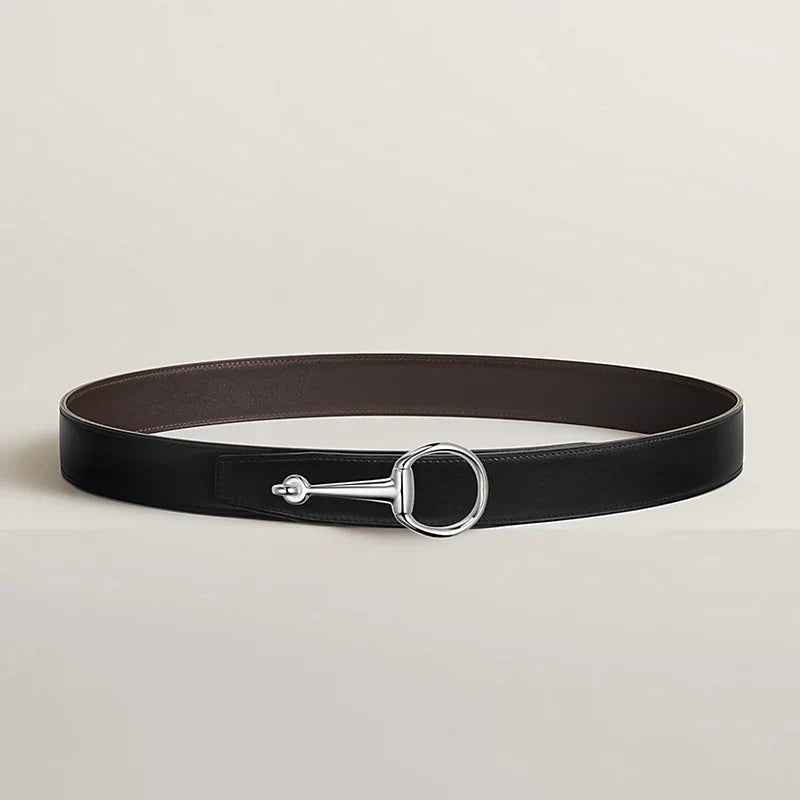VERT-DE-GRIS / GOLD - NOIR / ÉBÈNE CASAQUE BELT BUCKLE & REVERSIBLE LEATHER STRAP 32 MM