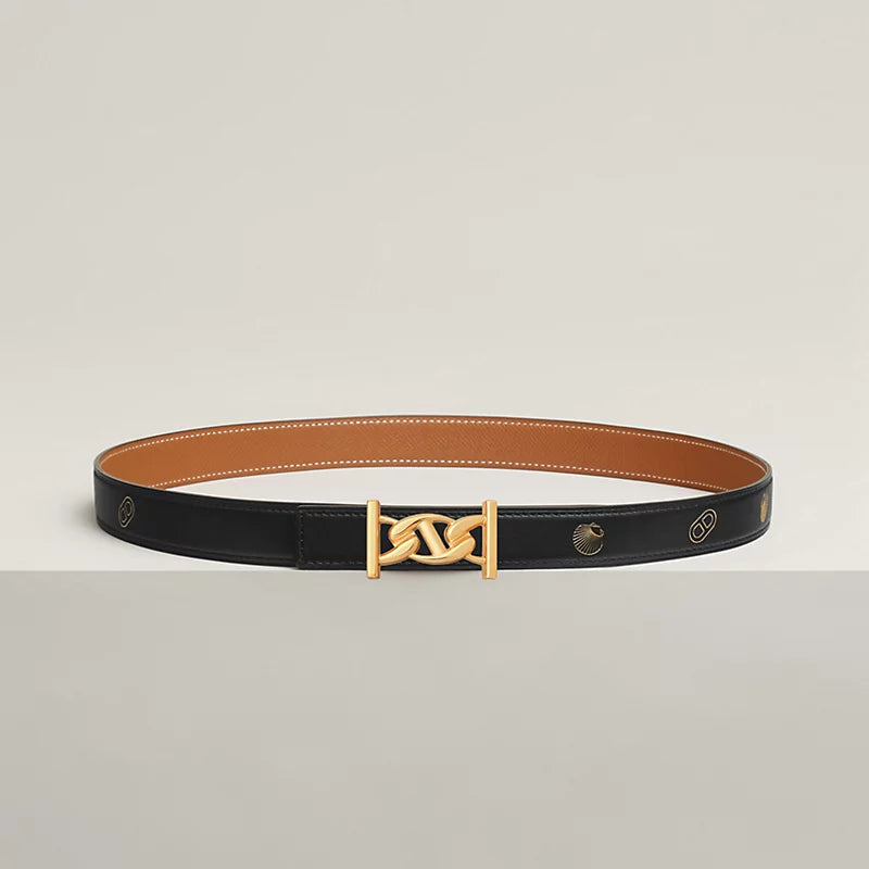 My H Belt Buckle & Hermès Sur Mer Reversible Leather Strap 24 MM